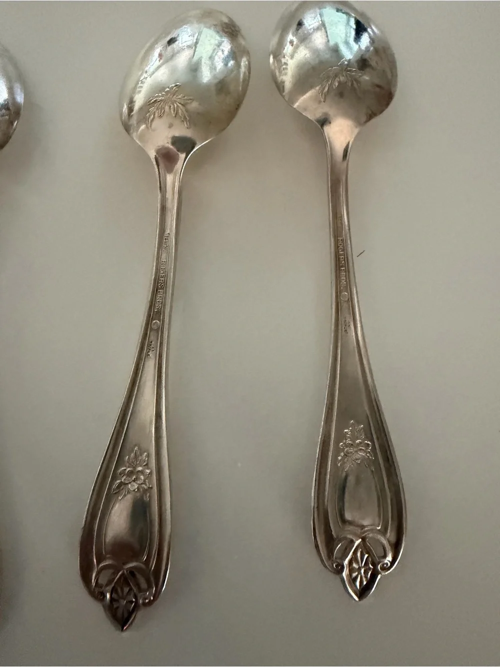 Old Colony Roger Bros Ornate Silver-Plated Dessert Spoons - Set of 4
